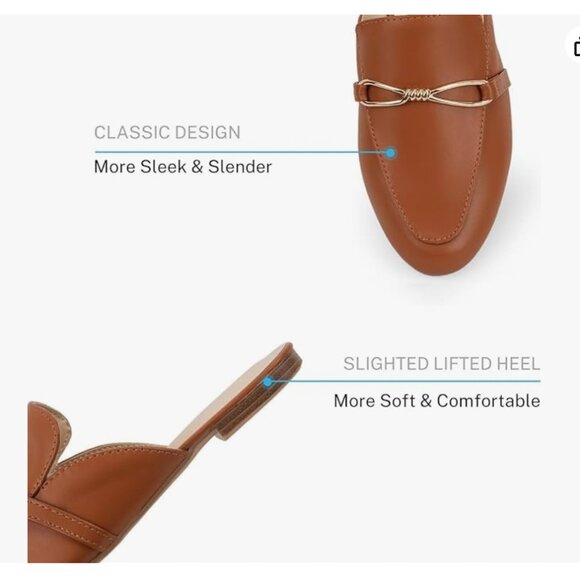 MUSSHOE Women Mules Comfortable Pointed Toe Mules for Women Flats with Buckle 7 - Picture 3 of 5